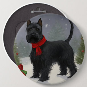Bóton Redondo 15.24cm Cachorro Terrier Escocês na Neve Natal