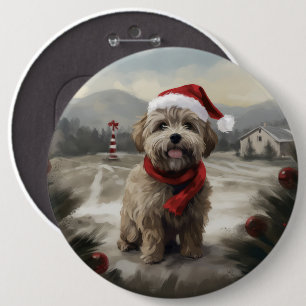 Bóton Redondo 15.24cm Cachorro Yorkipoo na Neve Natal