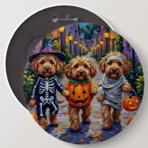 Bóton Redondo 15.24cm Cães Cockapoo Fantasiando Roupas de Halloween