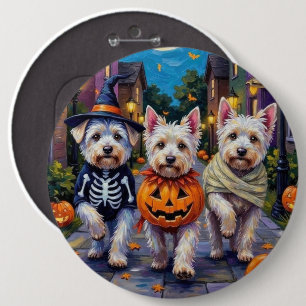 Bóton Redondo 15.24cm Cães Malteses Fantasiando Fantasias de Halloween