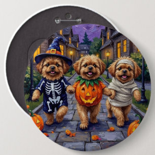 Bóton Redondo 15.24cm Cães Pekingese em Fantasias de Halloween Fazendo T