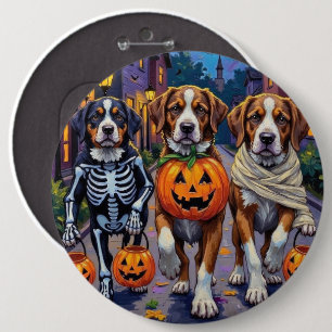 Bóton Redondo 15.24cm Cães São Bernardo em Fantasias de Halloween