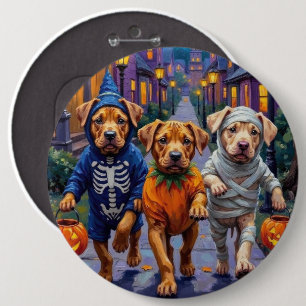 Bóton Redondo 15.24cm Cães Shar Pei em Fantasias de Halloween Trick-or-T