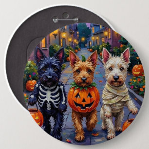 Bóton Redondo 15.24cm Cães Terrier Escocês em Fantasias de Halloween
