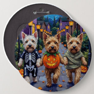 Bóton Redondo 15.24cm Cães Wheaten Terrier em Fantasias de Halloween