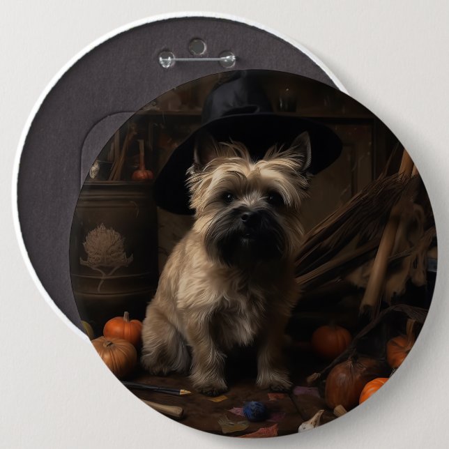 Bóton Redondo 15.24cm Cairn Terrier Abóboras Halloween Assustador  (Frente & Verso)