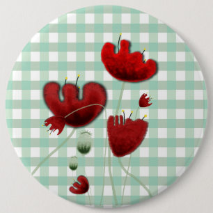 Bóton Redondo 15.24cm Campo de gingado de papoulas beijo country broche