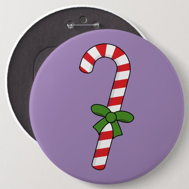 Bóton Redondo 15.24cm Candy Cane com Faixa Verde (Frente & Verso)
