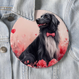 Bóton Redondo 15.24cm Cão Afegão com Rosas - Dia dos Namorados
