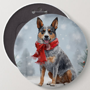 Bóton Redondo 15.24cm Cão Bovino Australiano na Neve de Natal