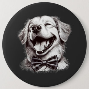 Bóton Redondo 15.24cm cão com arco de gravata rindo