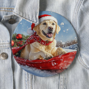 Bóton Redondo 15.24cm Cão Labrador em Trenó Deixe Nevar Natal