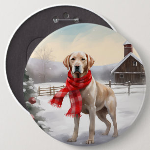 Bóton Redondo 15.24cm Cão Labrador na Neve Natal