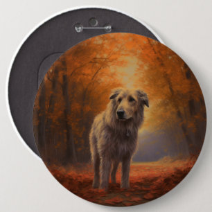 Bóton Redondo 15.24cm Cão-lobo entre Folhas de Outono Caindo Inspira