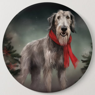 Bóton Redondo 15.24cm Cão lobo-húngaro na neve de Natal