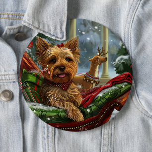 Bóton Redondo 15.24cm Cão Yorkshire Terrier Natal Festivo