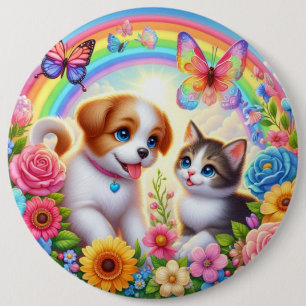 Bóton Redondo 15.24cm Cãozinho/cachimbo/arco-íris de gatinho