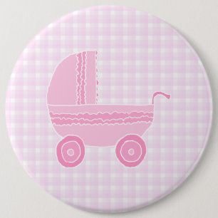 Bóton Redondo 15.24cm Carrinho de criança de bebê. Luz - rosa no guing