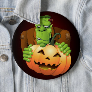 Bóton Redondo 15.24cm Cartoon Frankenstein Monster com Pumpkin