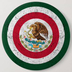 Bóton Redondo 15.24cm Casaco de armas do México Retro