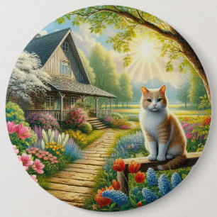 Bóton Redondo 15.24cm Casca de primavera/jardim e gato