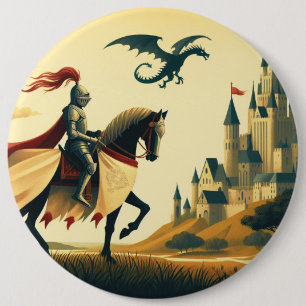 Bóton Redondo 15.24cm Cavaleiro Medieval/dragão/fantasia do castelo