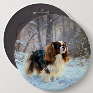 Bóton Redondo 15.24cm Cavalier King Charles Spaniel Deixe Nevar Natal 