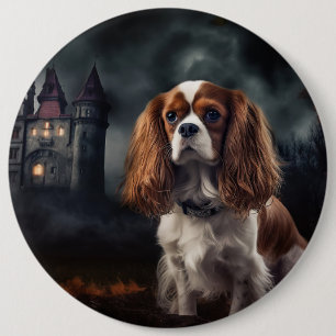 Bóton Redondo 15.24cm Cavalier King Charles Spaniel Halloween Scary