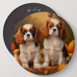 Bóton Redondo 15.24cm Cavalier King Charles Spaniel Puppy Autumn Pumpkin