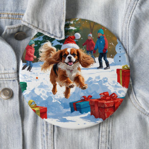 Bóton Redondo 15.24cm Cavalier King Charles Spaniel Snow com Natal