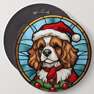 Bóton Redondo 15.24cm Cavalier King Charles Spaniel Vidro Natal