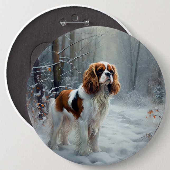Bóton Redondo 15.24cm Cavalier King Deixe Nevar Natal Escovado (Frente & Verso)