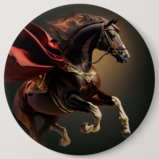 Bóton Redondo 15.24cm cavalo com casaco vermelho (Frente)