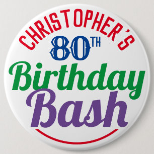 Bóton Redondo 15.24cm Celebração do Botão 80 de Aniversário da Idade