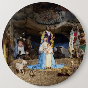 Bóton Redondo 15.24cm Cena de Natal Antiquada
