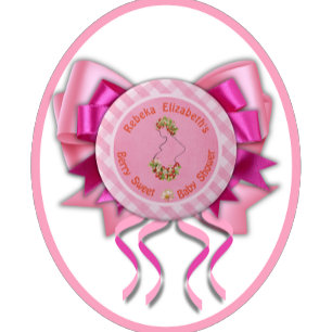 Bóton Redondo 15.24cm Chá de fraldas Berry Sweet Pink Gingham