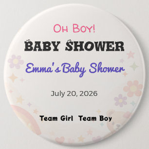 Bóton Redondo 15.24cm Chaveiro de Baby Shower   Time Menina   Time Menin