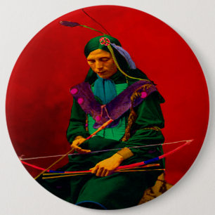 Bóton Redondo 15.24cm Cherokee Indian Pop Art