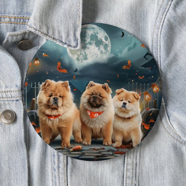 Bóton Redondo 15.24cm Chow Chow Halloween Assustador (In Situ)
