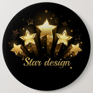 Bóton Redondo 15.24cm Cinco estrelas douradas a preto