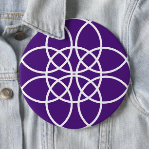Bóton Redondo 15.24cm Círculos Brancos em Espiral sobre Roxo