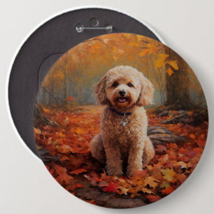 Bóton Redondo 15.24cm Cockapoo nas Folhas do outono caem inspiração