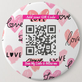 Bóton Redondo 15.24cm Código QR “Scan Me” Minimalista, Acessório Simples