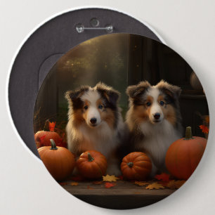 Bóton Redondo 15.24cm Collie Puppy Autumn Delight Pumpkin