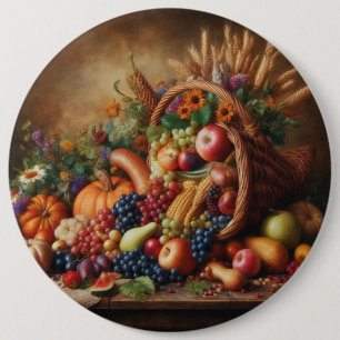 Bóton Redondo 15.24cm Colorida/Ação de Graças/Cornucopia/Queda