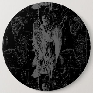 Bóton Redondo 15.24cm Constelação de Virgem Hevelius 1690 Vintage