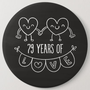 Bóton Redondo 15.24cm Corações Gift Chalk do 79º aniversário
