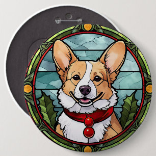 Bóton Redondo 15.24cm Corgi StainGlass Christmas