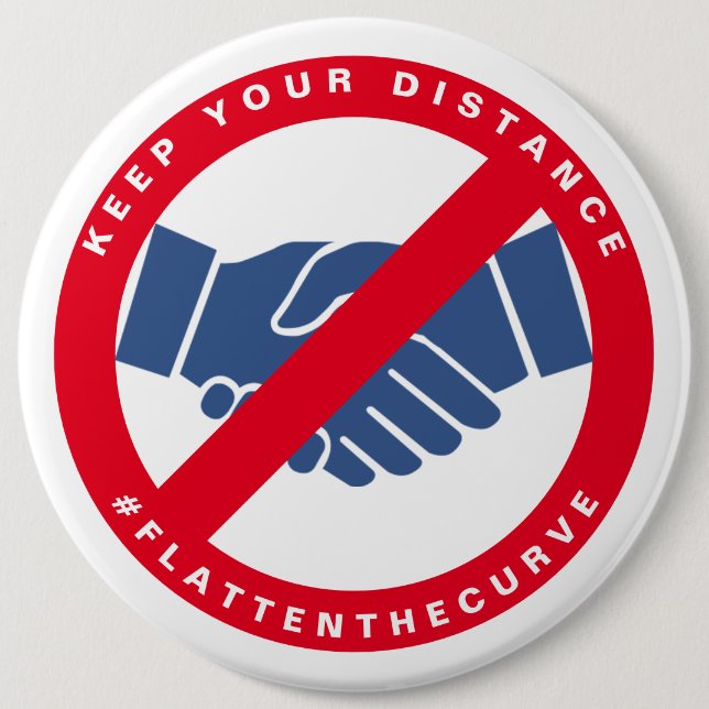 Bóton Redondo 15.24cm Coronavírus sem aperto de mão (Frente)