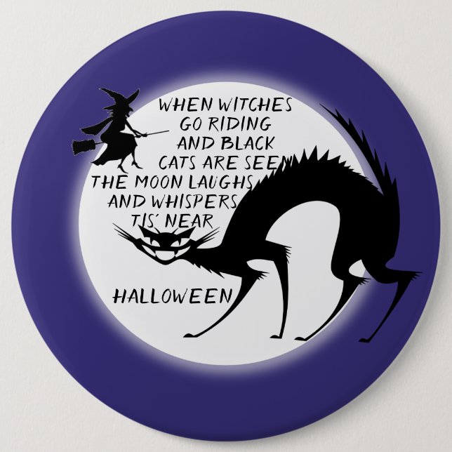 Bóton Redondo 15.24cm Cota das Bruxas e Gatos Negros (Frente)